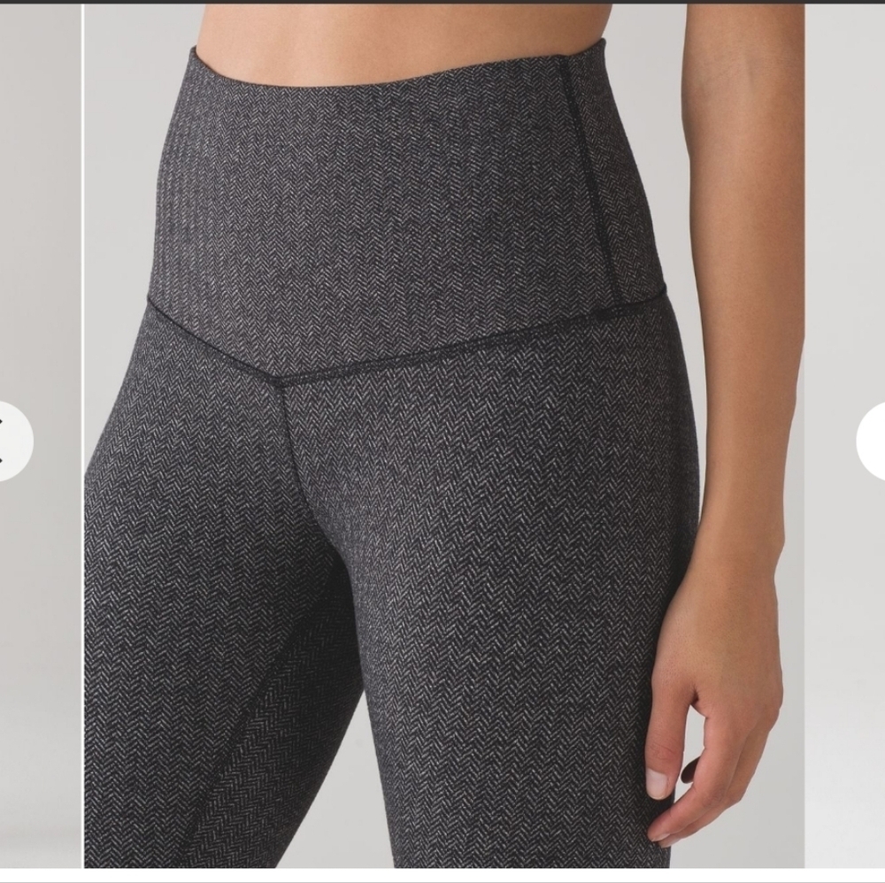 Lululemon Wunder Under Leggings (Hi- Rise) Black & Grey Herringbone Size 6 - Picture 14 of 15